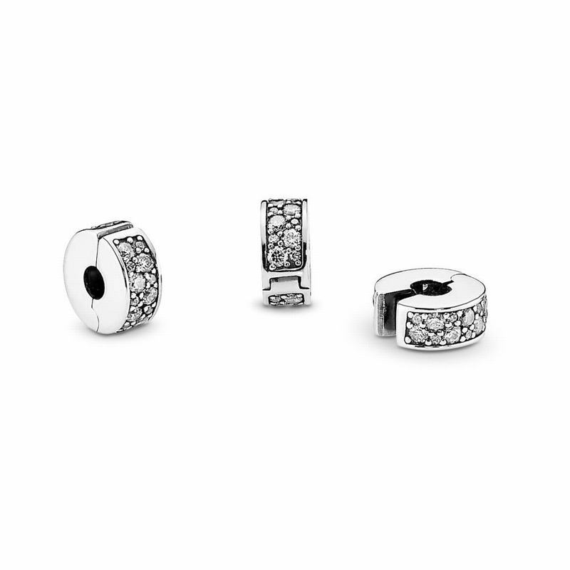 Pandora Australia Clear Pavé Clip Charm - Sterling Silver | KMFAXI509